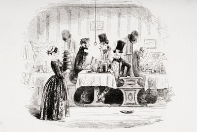 मिस्टर गुप्पी का मनोरंजन, चार्ल्स डिकेंस (1812-70) द्वारा &39;ब्लेक हाउस&39; से 1853 में प्रकाशित चित्र द्वारा हबलोत नाइट ब्राउन