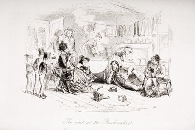 ब्रिकमाकर की यात्रा, चार्ल्स डिकेंस (1812-70) द्वारा &39;ब्लेक हाउस&39; का चित्रण 1853 में प्रकाशित द्वारा हबलोत नाइट ब्राउन