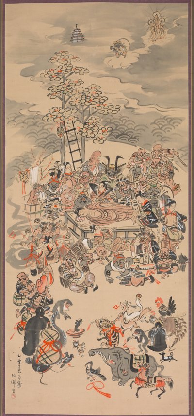 ओत्सु-ए विषय के साथ परिनिर्वाण, 1800s। द्वारा Hakuen