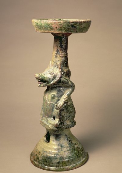 प्रारंभिक चीनी मिट्टी के बर्तनों का दीपक, कब्र कला, हान राजवंश, 25-220 ईस्वी (सिरेमिक) द्वारा Han Dynasty Chinese School
