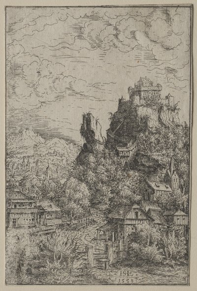 लैंडस्केप विथ अ कैसल, 1553। द्वारा हैंस सेबाल्ड लॉटेंसैक