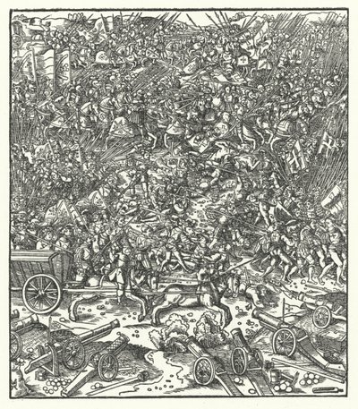 गिनीगेट, फ्रांस की लड़ाई, 7 अगस्त 1479 (उत्कीर्णन) द्वारा हंस (बाद में) बर्गकमेयर