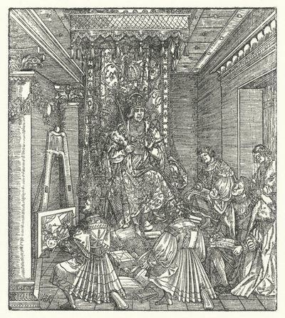 अपनी महिमा के उद्घोषकों के साथ राजकुमार (उत्कीर्णन) द्वारा हंस (बाद में) बर्गकमेयर