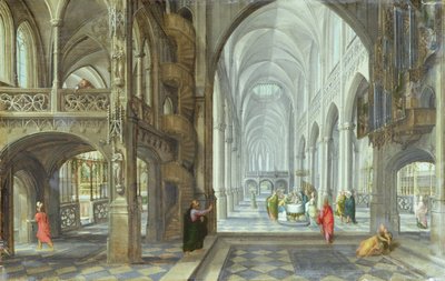मुख्य गलियारे में ईसा मसीह की खतना के साथ एक गॉथिक चर्च का इंटीरियर, c.1600 (कैनवास पर तेल) द्वारा हंस (बाद में) वेडरमैन डे व्रीस