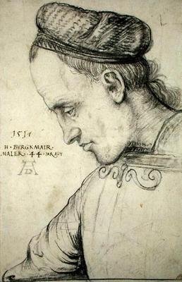 स्व चित्र, c.1517 (कागज पर लकड़ी का कोयला) द्वारा Hans Burgkmair