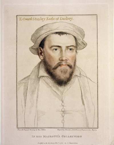 डार्बी के एडवर्ड स्टेनली अर्ल (1508-1572) फ्रांसेस्को बार्टोलोजी (1727-1815) 1793 द्वारा उत्कीर्ण द्वारा हंस होल्बिन द यंगर