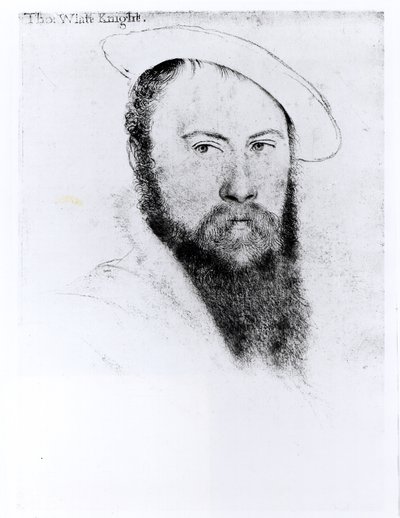 सर थॉमस वायट द यंगर (c.1521-54) का चित्र (पेंसिल और कागज पर लकड़ी का कोयला) द्वारा हंस होल्बिन द यंगर