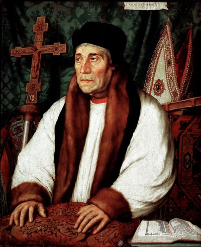 विलियम वारहैम (1450-1532) का पोर्ट्रेट, हैंस होल्बिन द यंग (1497/8-1543) 16वीं सदी के सूर्य द्वारा कैंटरबरी पेंटिंग का आर्केवेक। 82x67 सेमी पेरिस, मुसी डू लौवरे द्वारा हंस होल्बिन द यंगर