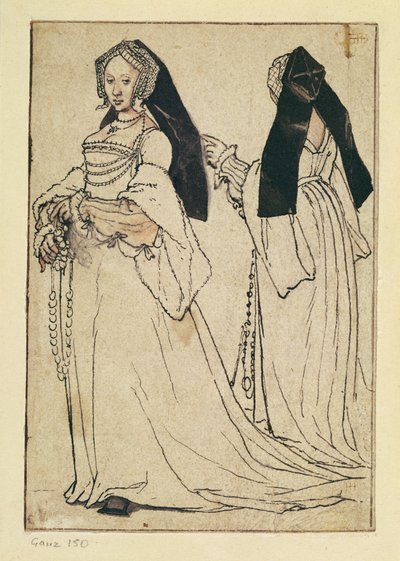 इंग्लिश हुड पहने एक महिला के दो दृश्य, c.1528-30 द्वारा हंस होल्बिन द यंगर