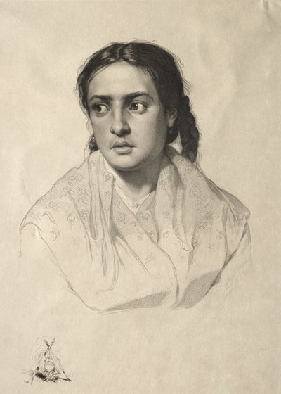 एक लड़की का सिर, 1870। द्वारा हंस मेयर