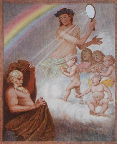अप्रैल, लीपज़िग c.1910 में प्रकाशित 'फेस्टकलेंडर' का चित्रण (कलर लिथो) द्वारा हंस थोमा