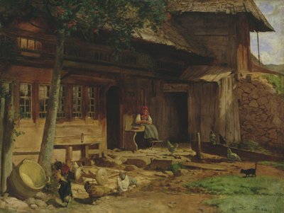 1866 में बर्नौ में पैतृक घर, (कार्ड पर रखा कैनवास पर तेल) द्वारा हंस थोमा