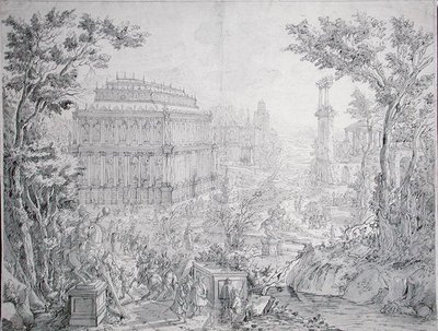 Halicarnassus का मकबरा (कलम और स्याही और जल रंग) द्वारा हंस या जन वेडरमैन डे व्रीस