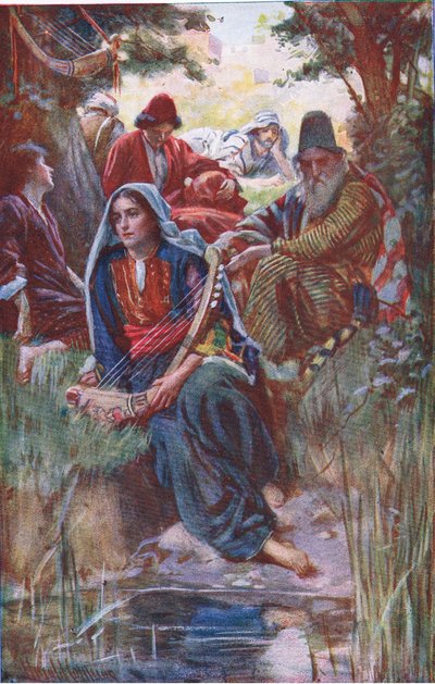 बेबीलोन की नदियों द्वारा, द पिक्चर द टीच द क्राउन सीरीज़, 1920 से चित्रण द्वारा हेरोल्ड मैथुन