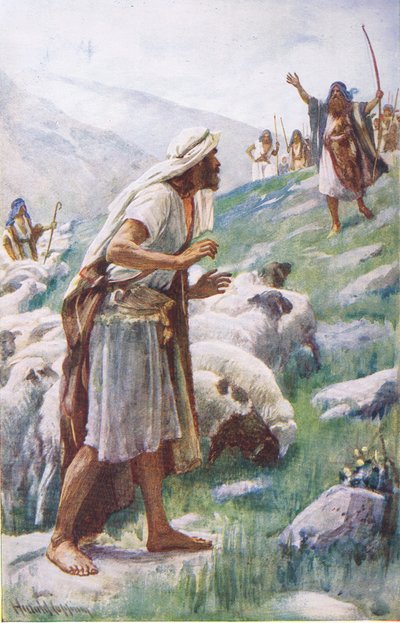 जैकब और एसाव की मुलाकात, 'तस्वीरें जो ताज की शृंखला सिखाती हैं' का दृष्टांत द्वारा हेरोल्ड मैथुन