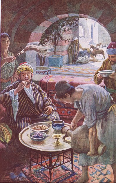 अमीर आदमी और लाजर, चित्रलिपि से चित्रण: क्राउन श्रृंखला, c.1920s द्वारा हेरोल्ड मैथुन