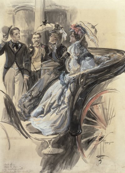 कैरिज राइड, 1904 (wc, gouache और पेंसिल पेपरबोर्ड पर द्वारा हैरिसन फिशर