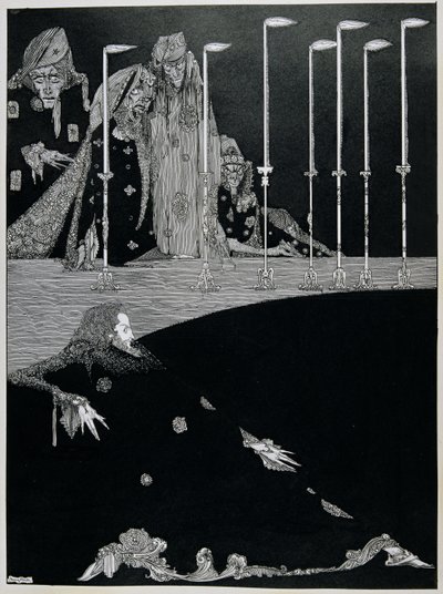 द पिट एंड द पेंडुलम, c.1923 (कलम और स्याही) द्वारा हैरी क्लार्क