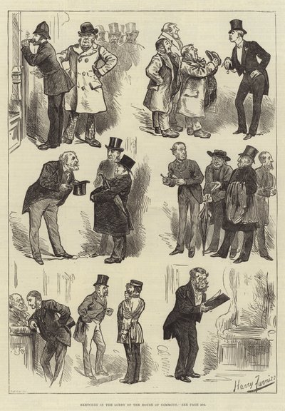 हाउस ऑफ कॉमन्स की लॉबी में रेखाचित्र द्वारा Harry Furniss