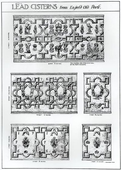 एनफील्ड ओल्ड पार्क से लीड सिस्टर्न, c.1900 (उत्कीर्णन) (b/w फोटो) द्वारा हैरी इनिगो ट्रिग्स