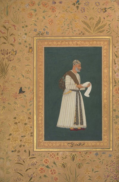 बीजापुर के मुल्ला मुहम्मद खान वली का चित्र, शाहजहाँ एल्बम से फोलियो, रेक्टो: सीए। 1620 द्वारा हाशिम