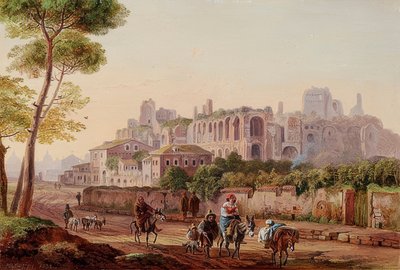 पालटाइन हिल के सामने रोमन सड़क दृश्य। 1832 द्वारा हेनरिक बर्केल