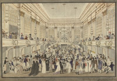 वियना हॉफबर्ग के रेडाउटेंसल में नकाबपोश गेंद, c. 1815. द्वारा हेनरिक जोसेफ शुट्ज़ो
