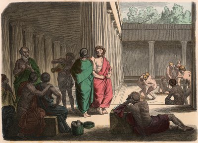 प्राचीन ग्रीस: जिमनैजियम में। प्लैटोनिस्ट, एपिकुरियन, सनकी और पहलवान द्वारा हेनरिक लेउटेमन