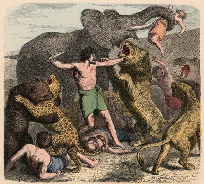प्राचीन रोम: 1866 में जंगली जानवरों द्वारा हमला किया गया द्वारा हेनरिक लेउटेमन
