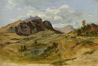 1822 में Civitella में लैंडस्केप, कार्डबोर्ड पर कागज पर तेल द्वारा हेनरिक रेनहोल्ड