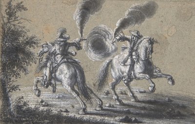 1600-1677 में दो घुड़सवार एक-दूसरे पर निशाना साध रहे थे। द्वारा हेनरिक वेर्डमुलर