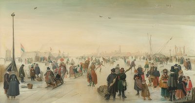 शहर के सामने सर्दियों की प्रसन्नता। 1620 के आसपास द्वारा हेंड्रिक एवरकैंप