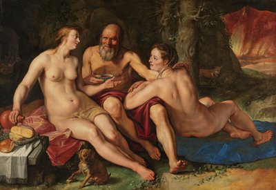 लूत और उसकी बेटियाँ, 1616 द्वारा Hendrik Goltzius