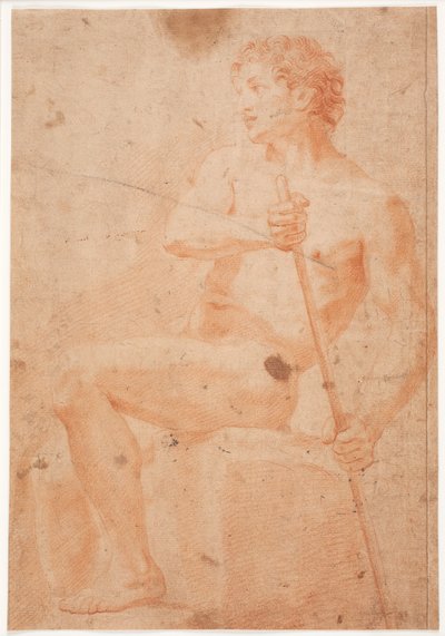 पुरुष मॉडल अध्ययन, बेंत के सहारे बैठा हुआ द्वारा हेनरिक क्रोकी