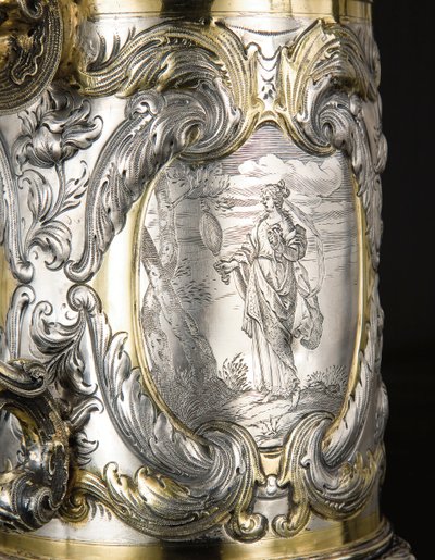 एक टैंकार्ड का विस्तार, डेंजिग, c.1670 (पार्सल गिल्ट सिल्वर) (469708 और 469737 देखें) द्वारा Hennick (attr। To) प्रोस्ट