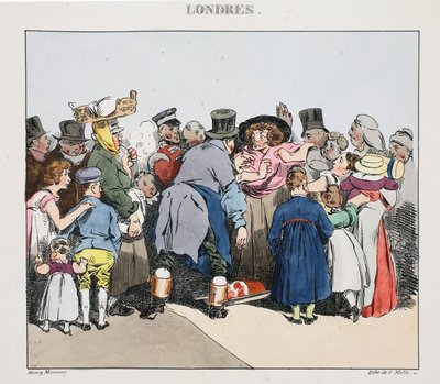 हेनरी मोनियर, पब द्वारा &39;लोंड्रेस&39; से चित्रण। पेरिस, c.1828 (हाथ के रंग वाले लिथो) द्वारा हेनरी बोनावेंट मुन्नियर