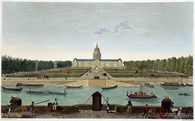 Courvoisier द्वारा "" Vues de Paris "" में सीन (कोर्ट्स ला रेइन) के दूसरी तरफ ली गई चैंप डे मार्स और होटल डेस इनवैलिड्स का दृश्य द्वारा हेनरी कौरवोइज़ियर-वोइसिन