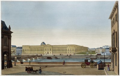 लौवर और लेफ्ट बैंक के पोंट डेस आर्ट्स का दृश्य - कौरवोज़ियर द्वारा "" Vues de Paris "" में द्वारा हेनरी कौरवोइज़ियर-वोइसिन
