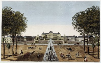 रॉयल मिलिट्री स्कूल का दृश्य, एवेन्यू वाउगिरार्ड से देखें, सीए। 1820 - कौरवोइसियर द्वारा ""व्यूज़ ऑफ़ पेरिस"" में द्वारा हेनरी कौरवोइज़ियर-वोइसिन