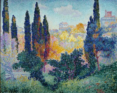 लेस साइप्रेस हेनरी क्रॉस डेलाक्रोइक्स (हेनरी एडमंड क्रॉस) (1856-1910) 1908 सन द्वारा कैगनेस पेंटिंग। 0.81x1 मीटर पेरिस, ऑर्से संग्रहालय द्वारा हेनरी एडमंड क्रॉस