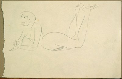 फर्श पर लेटी नंगी लड़की (कागज पर स्याही) द्वारा Henri Gaudier Brzeska