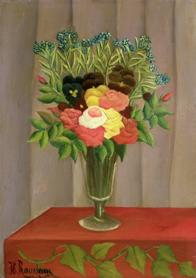 एक लैवेंडर पृष्ठभूमि के साथ फूल द्वारा Henri J.F. 1844 1910 Rousseau