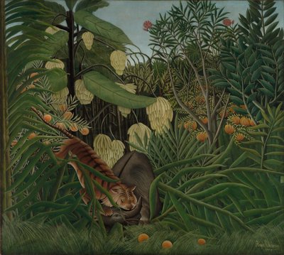 टाइगर और एक भैंस के बीच लड़ाई, 1908 द्वारा Henri J.F. Rousseau