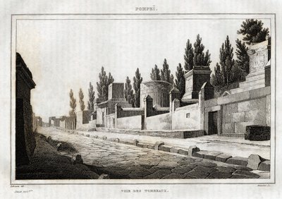 ला रूट डेस टोम्बेउक्स, एक पोम्पेई, "इटली सुरम्य" में, लैब्राउस्ट द्वारा उत्कीर्ण, एमेबल कोस्टे संपादक, पेरिस द्वारा हेनरी लेब्रॉस्ट