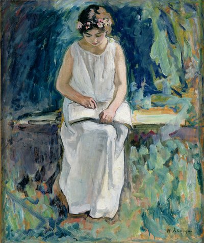 लड़की पढ़ना द्वारा Henri Lebasque