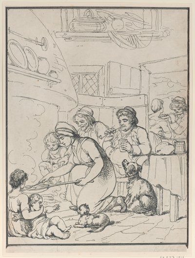कॉटेजर्स, फायरसाइड के साथ, 1799। द्वारा हेनरी नोटिस