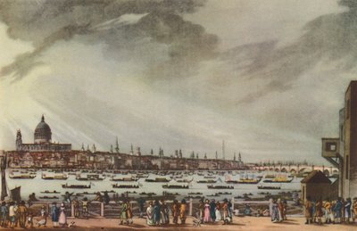 9 जनवरी, 1806 को ग्रीनविच अस्पताल से व्हाइटहॉल तक पानी से लॉर्ड नेल्सन का अंतिम संस्कार जुलूस द्वारा जे क्लार्क