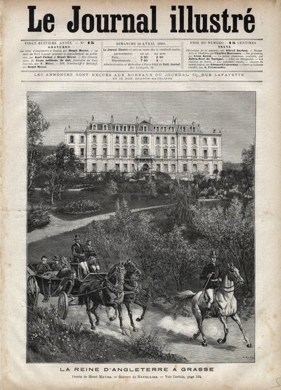 अप्रैल 1891 में फ्रांस में विक्टोरिया द क्वीन ऑफ इंग्लैंड: ए वॉक इन ग्रास - अप्रैल 1891 में फ्रांस में क्वीन विक्टोरिया ए ग्रास - 1891 के "द इलस्ट्रस जर्नल" का कवर पेज - हेनरी मेयर द्वारा ड्राइंग (1844-1899) द्वारा हेनरी मेयर