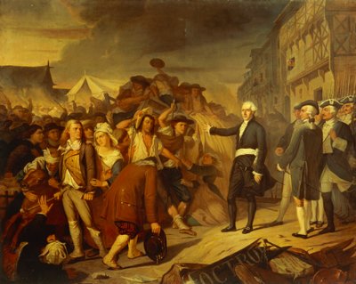 1790 में टोल बैरियर पर किसानों के दंगे को रोकते हुए नैनटेस के मेयर केरवेगन द्वारा हेनरी विलेन