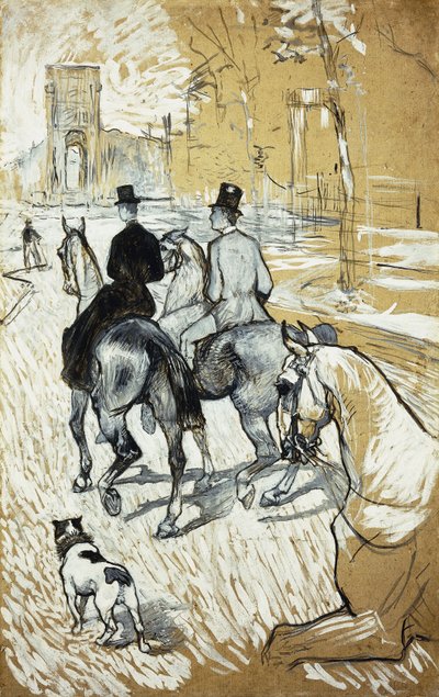 Bois de Boulogne की ओर जाने वाले घोड़े-सवार; बोर्स डी बोलोन, 1888 में जाने वाले घुड़सवार द्वारा हेनरी डे टूलूस लॉटरेक
